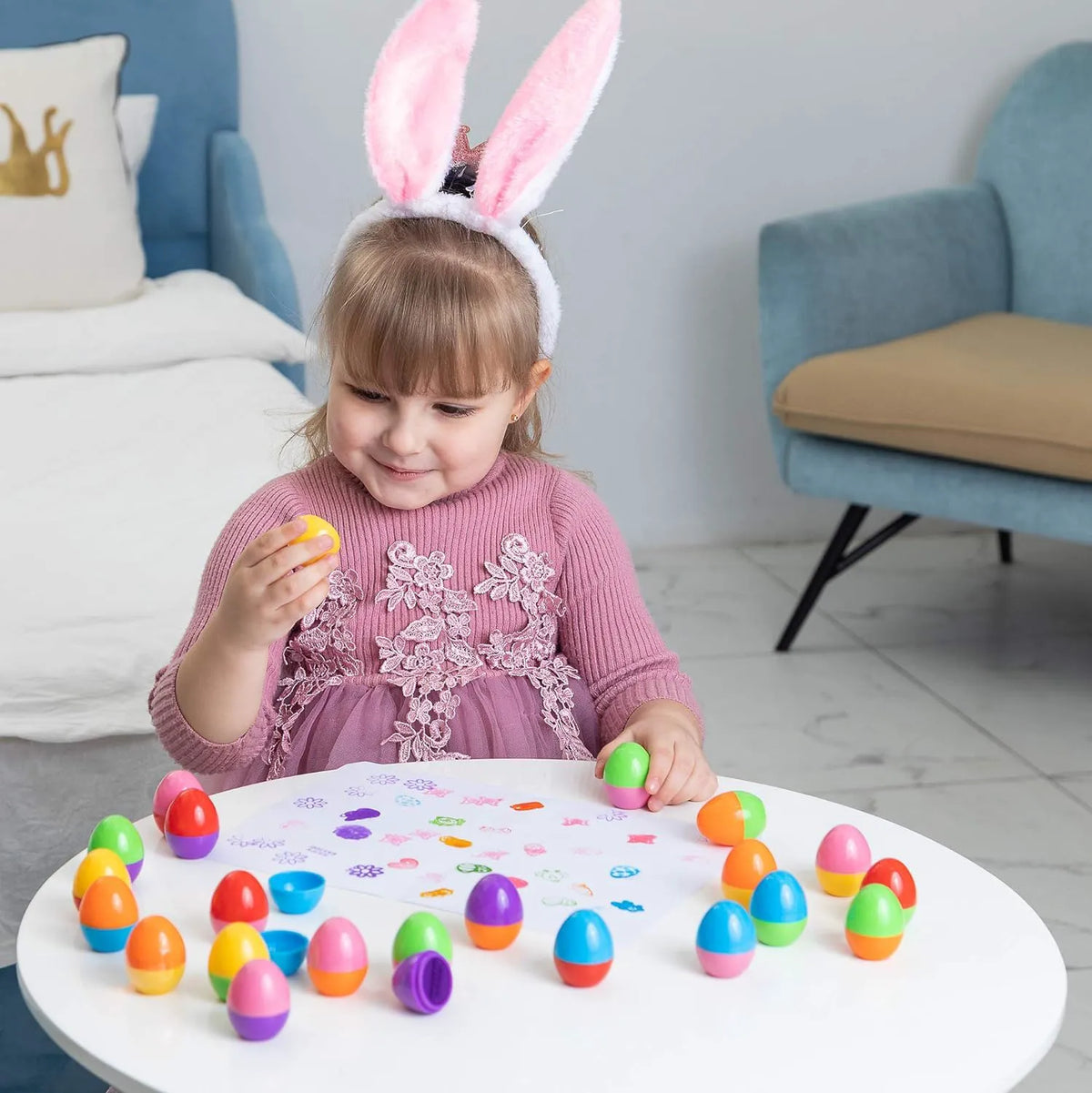 24 Easter Egg Stampers for Egg Hunt, Party Favors, and Classroom Prizes