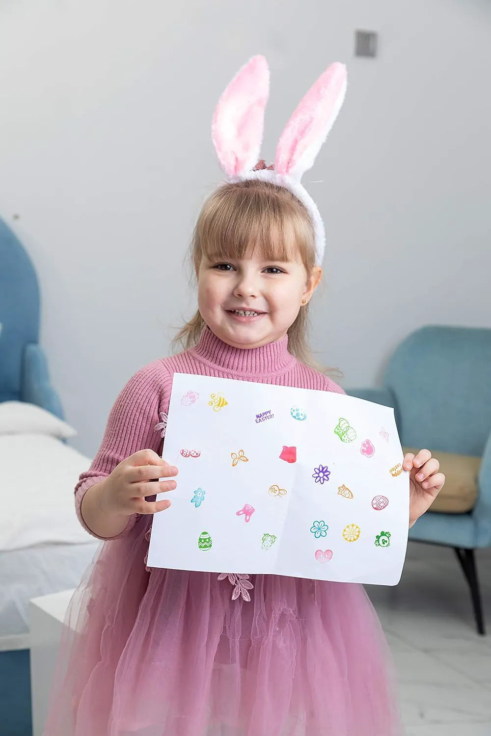 24 Easter Egg Stampers for Egg Hunt, Party Favors, and Classroom Prizes