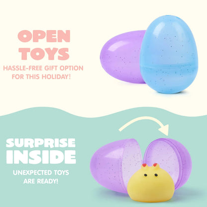 24-Pack Easter Glitter Transparent Prefilled Eggs with Mochi for Egg Hunt