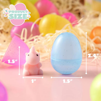 24-Pack Easter Glitter Transparent Prefilled Eggs with Mochi for Egg Hunt
