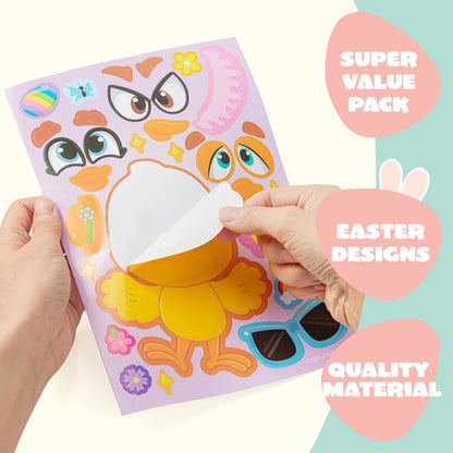 24Pcs Easter Make a Face Stickers with Chick, Bunny, Sheep, and Egg Patterns