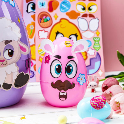 24Pcs Easter Make a Face Stickers with Chick, Bunny, Sheep, and Egg Patterns