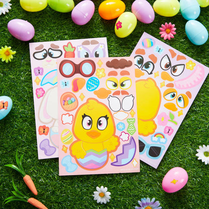 24Pcs Easter Make a Face Stickers with Chick, Bunny, Sheep, and Egg Patterns