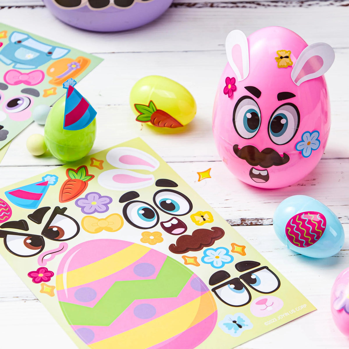 24Pcs Easter Make a Face Stickers with Chick, Bunny, Sheep, and Egg Patterns