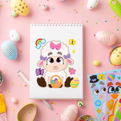24Pcs Easter Make a Face Stickers with Chick, Bunny, Sheep, and Egg Patterns