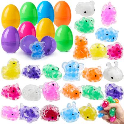 24 Pack Easter Prefilled Eggs with Mochi Squishy Toys for Egg Hunt