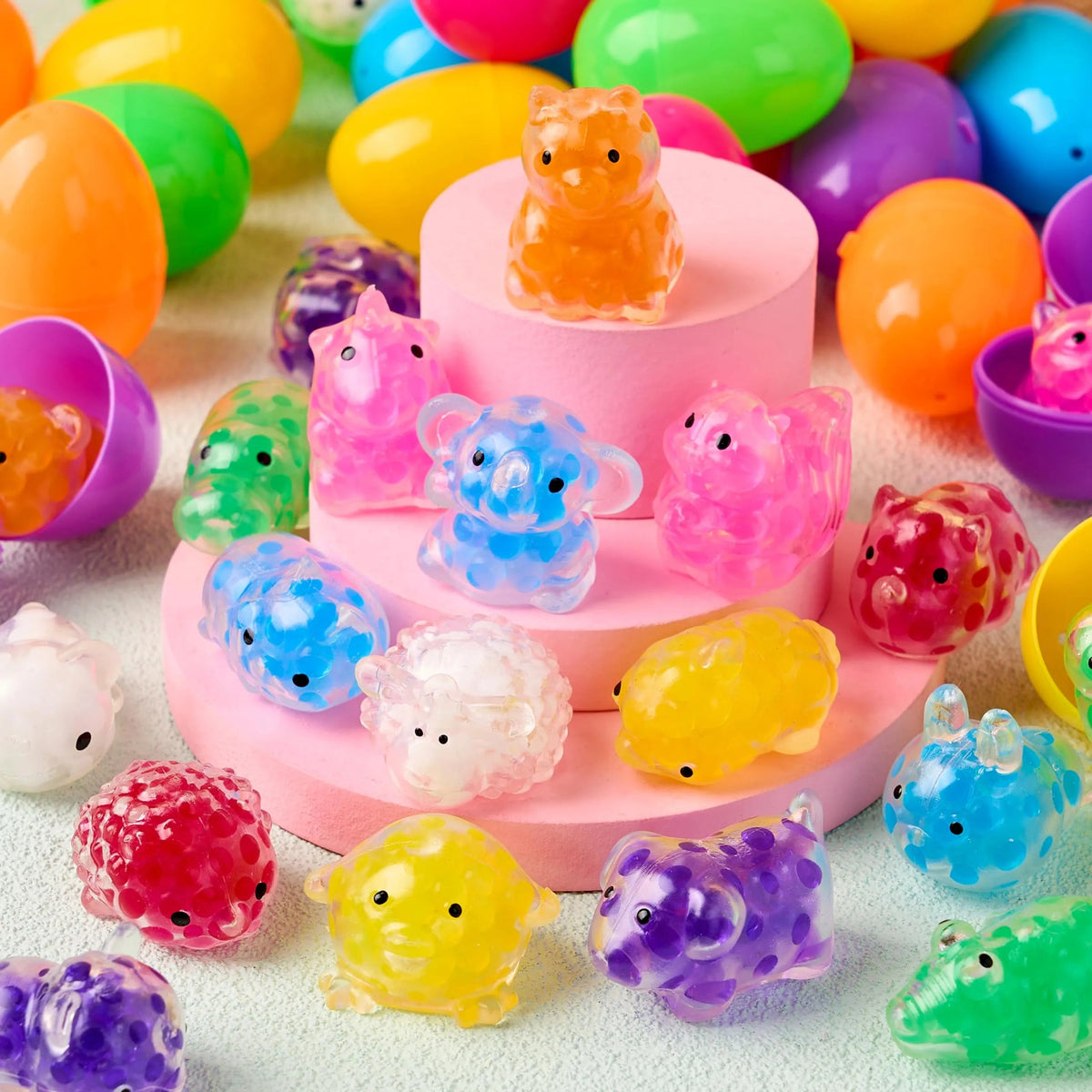 24 Pack Easter Prefilled Eggs with Mochi Squishy Toys for Egg Hunt