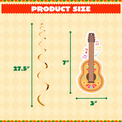 24-Pack Mexican Fiesta Hanging Swirl Decorations for Taco Bar Party