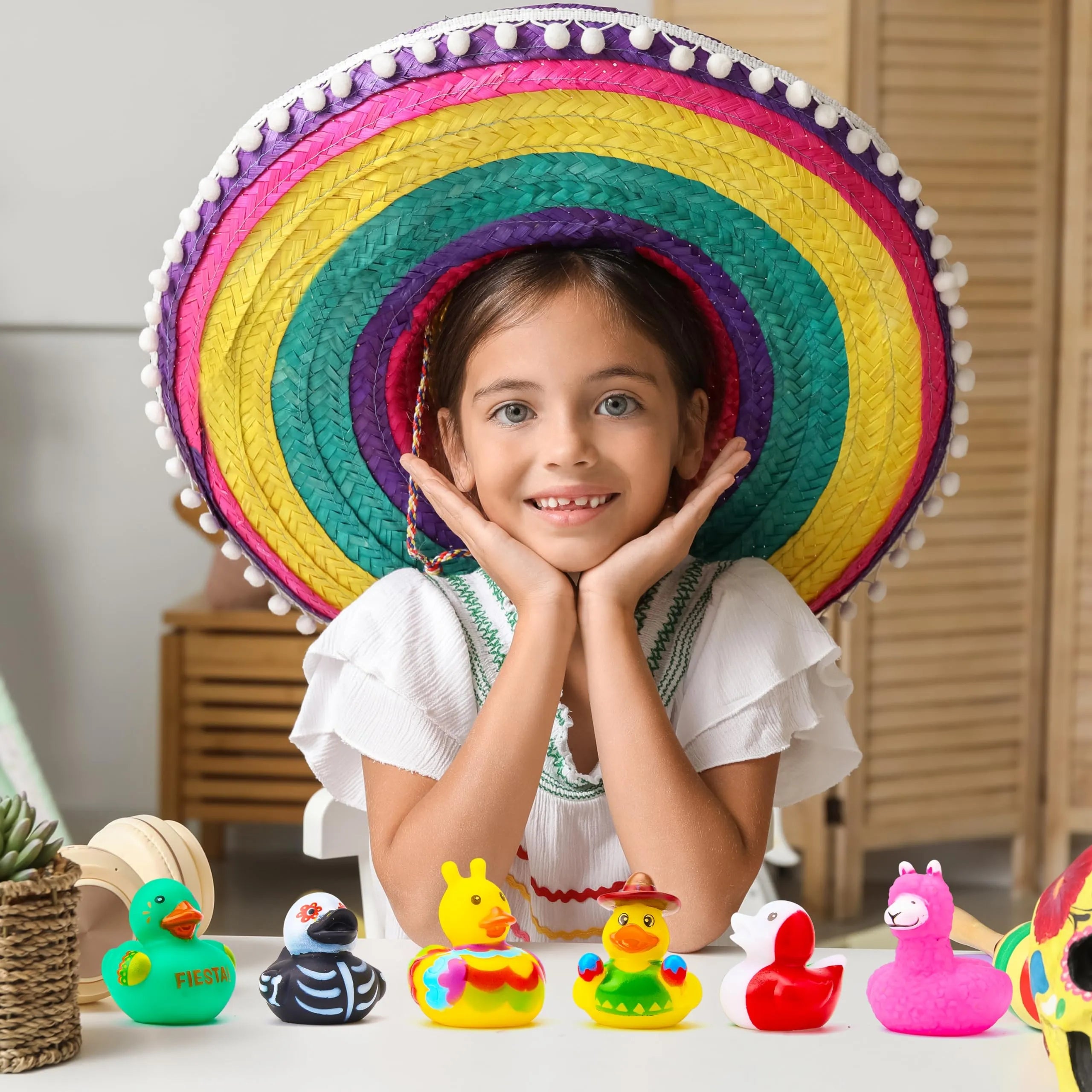 24 Mexican Fiesta Rubber Ducks for Party Favors & Decorations