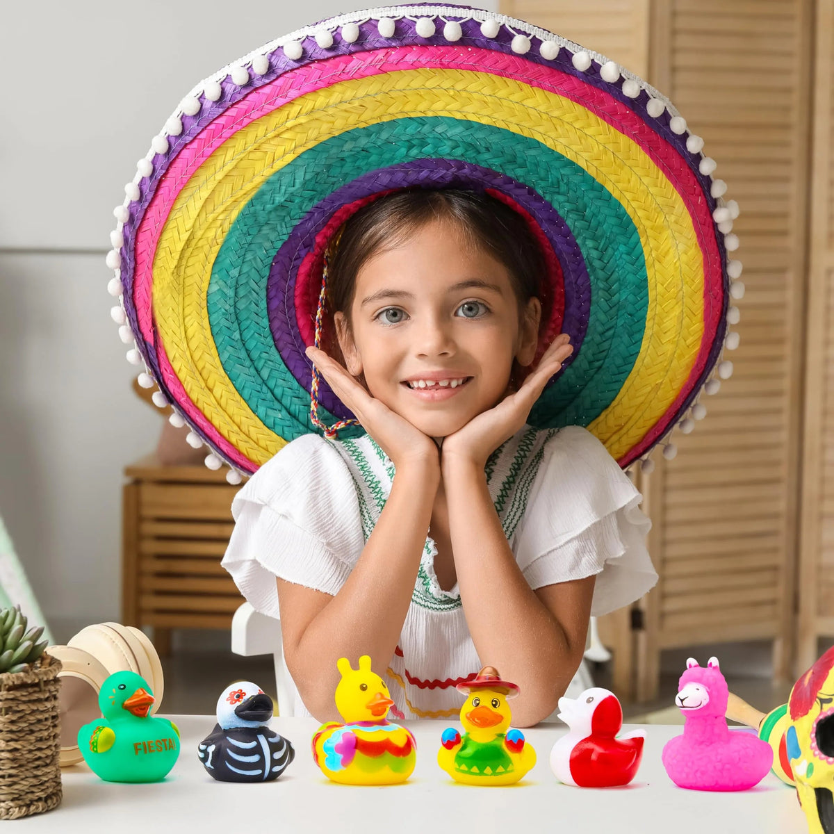 24 Mexican Fiesta Rubber Ducks for Party Favors & Decorations