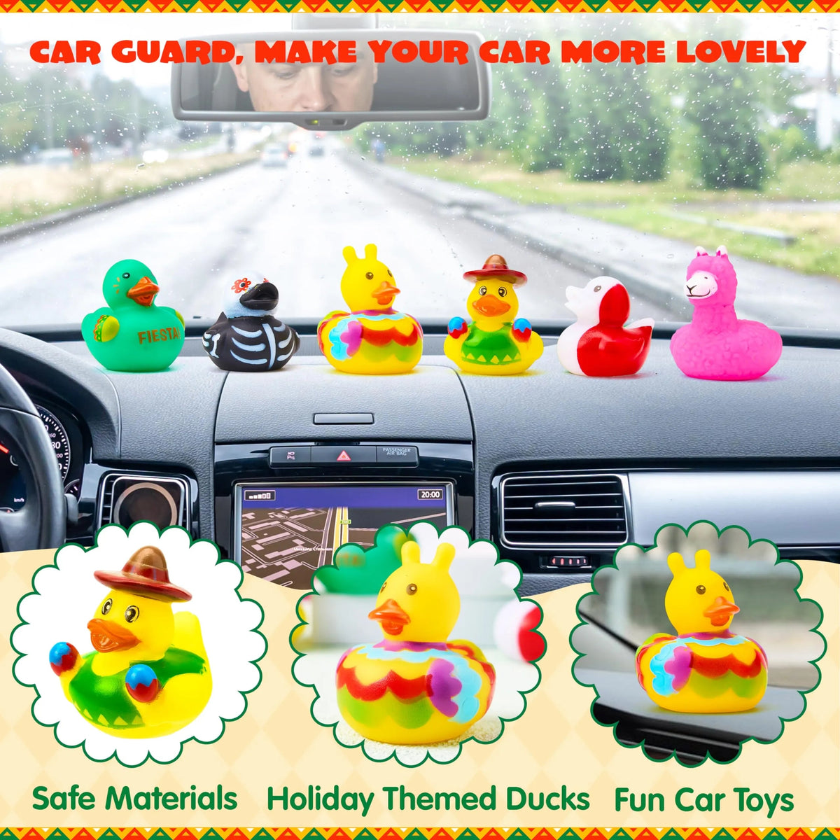 24 Mexican Fiesta Rubber Ducks for Party Favors & Decorations