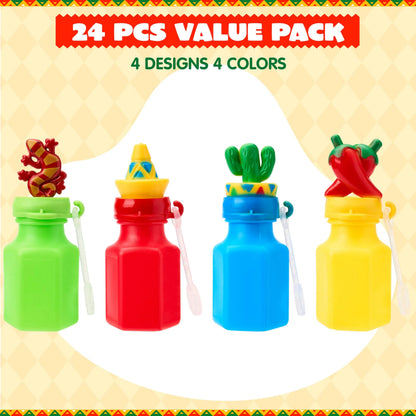 24-Pack Mexican Mini Bubble Wands for Cinco de Mayo Birthday Party