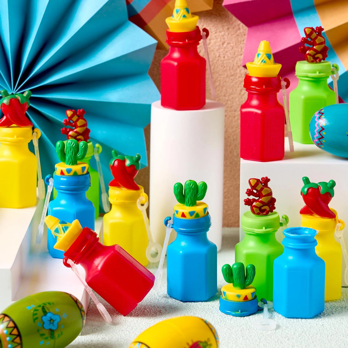 24-Pack Mexican Mini Bubble Wands for Cinco de Mayo Birthday Party