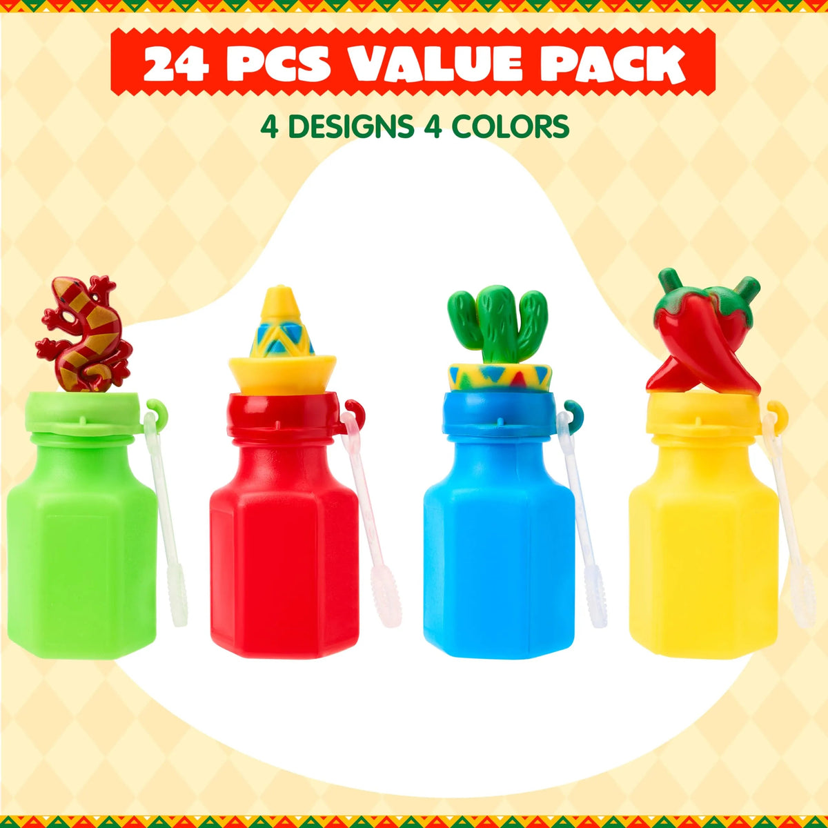 24-Pack Mexican Mini Bubble Wands for Cinco de Mayo Birthday Party