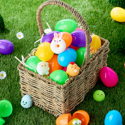 24-Pack Mochi Squishy Toys in Prefilled Easter Eggs, Squeeze Toy Fillers for Easter Egg Hunt