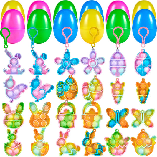 24-Pack Plush Bubble Keychain Easter Eggs