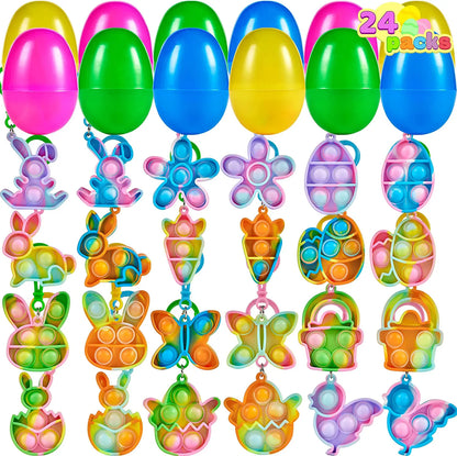 24-Pack Plush Bubble Keychain Easter Eggs