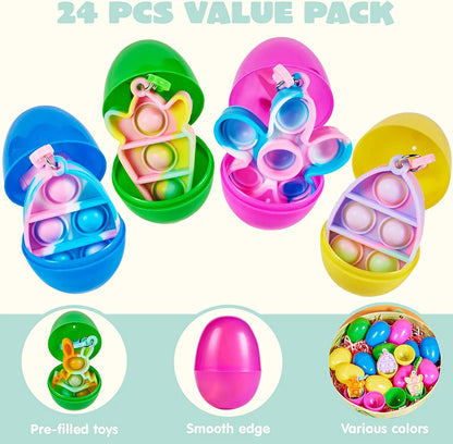 24-Pack Plush Bubble Keychain Easter Eggs