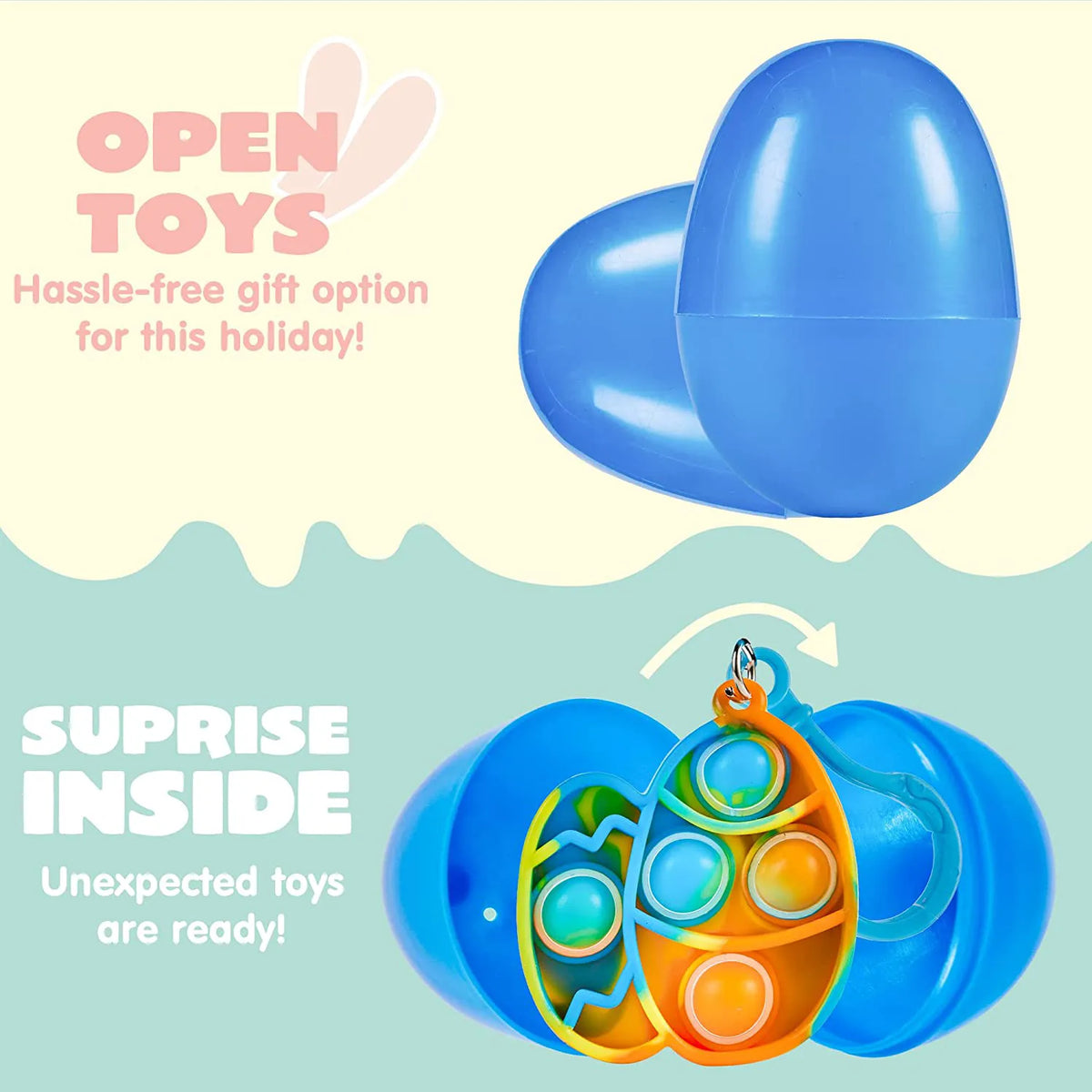 24-Pack Plush Bubble Keychain Easter Eggs