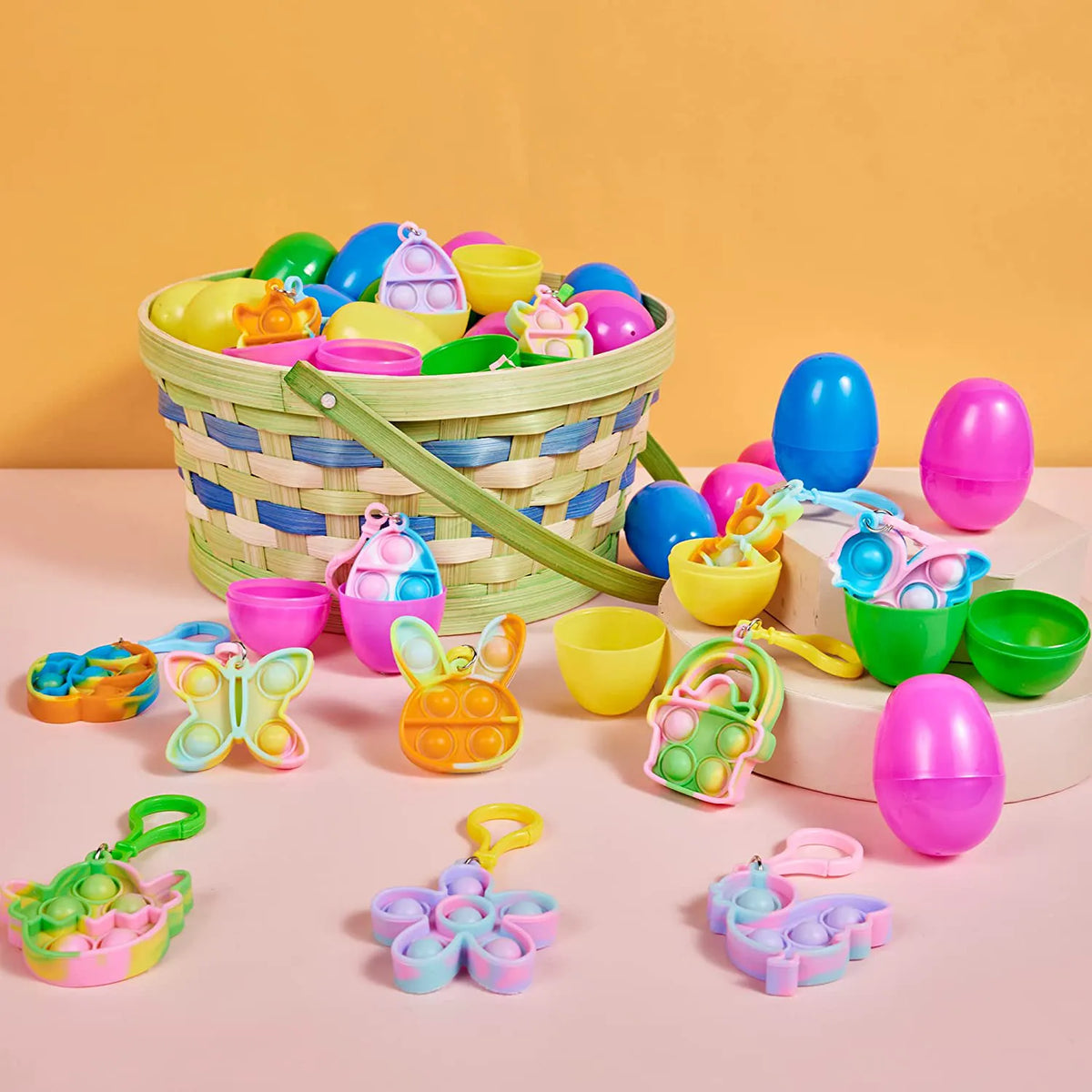 24-Pack Plush Bubble Keychain Easter Eggs