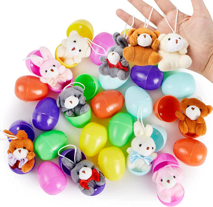 24 Plush Bunnies and Bears Prefilled Easter Eggs (2.23 in)