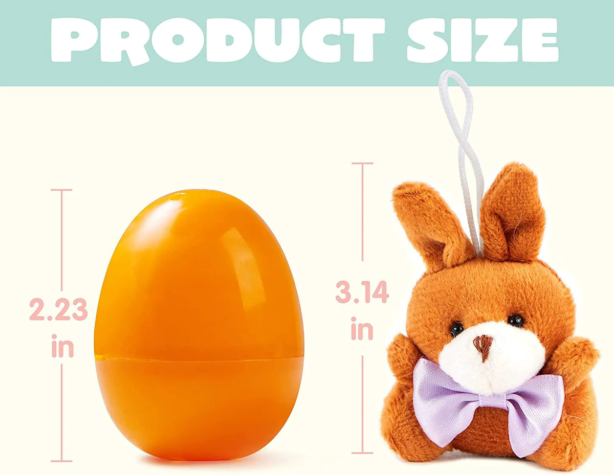 24 Plush Bunnies and Bears Prefilled Easter Eggs (2.23 in)