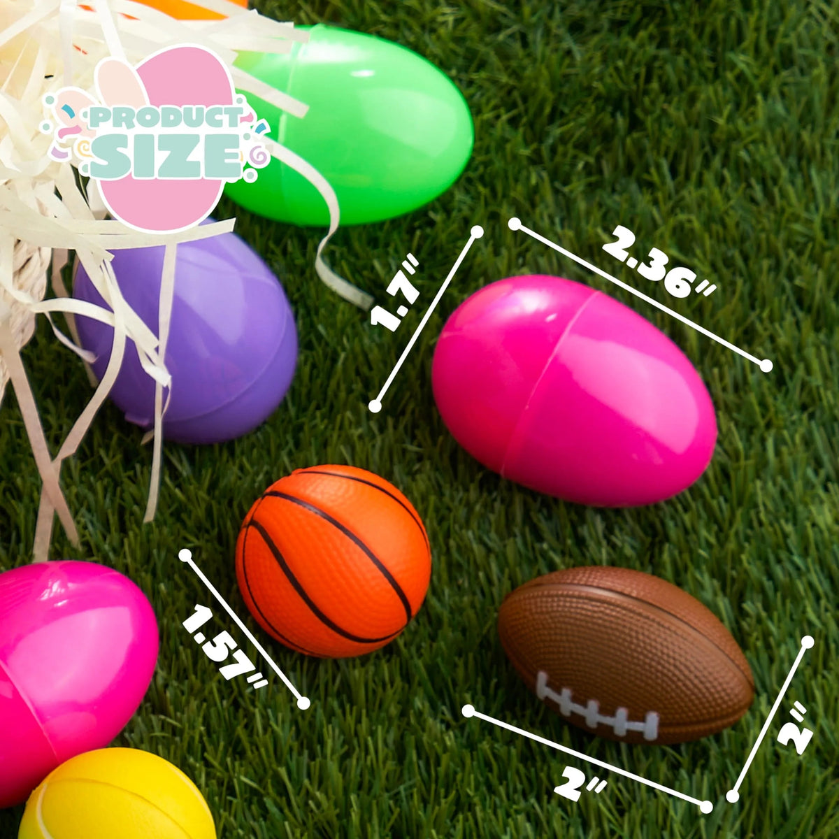24 Pre-Filled Easter Eggs with Sports Stress Balls Squishy Toys for Kids Easter Egg Hunt
