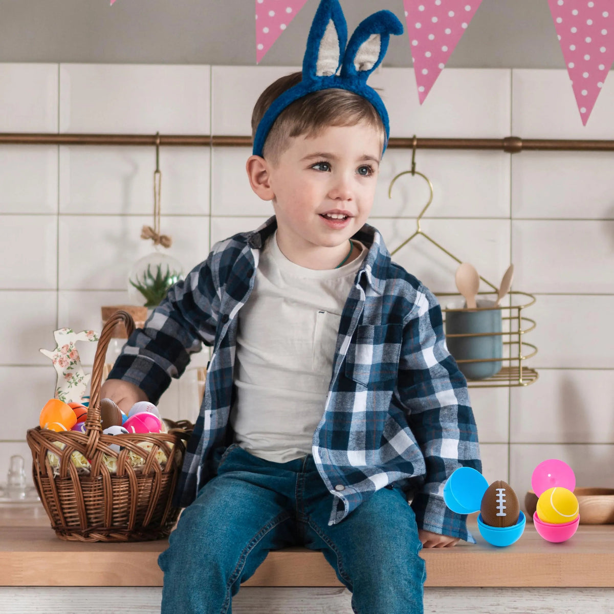 24 Pre-Filled Easter Eggs with Sports Stress Balls Squishy Toys for Kids Easter Egg Hunt