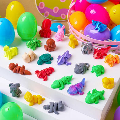 24 Prefilled Easter Eggs with 3D Printed Articulated Toys, Party Favors for Kids