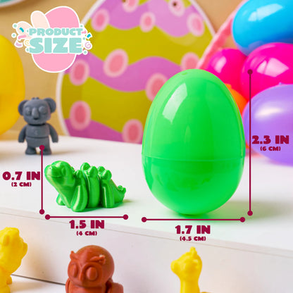 24 Prefilled Easter Eggs with 3D Printed Articulated Toys, Party Favors for Kids