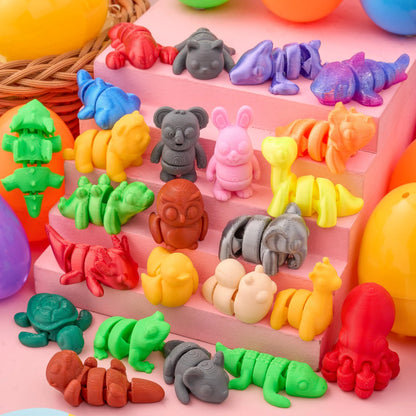 24 Prefilled Easter Eggs with 3D Printed Articulated Toys, Party Favors for Kids