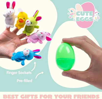 24 Prefilled Easter Eggs with Animal Finger Puppets for Kids Party & Hunt