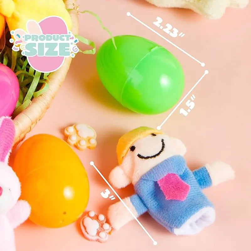 24 Prefilled Easter Eggs with Animal Finger Puppets for Kids Party & Hunt