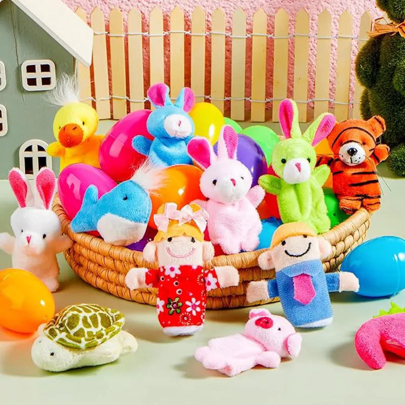 24 Prefilled Easter Eggs with Animal Finger Puppets for Kids Party & Hunt