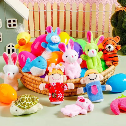 24 Prefilled Easter Eggs with Animal Finger Puppets for Kids Party & Hunt