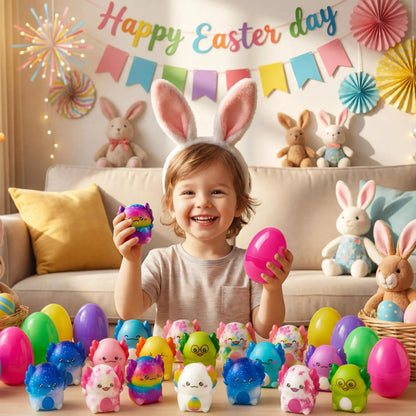 24 Prefilled Easter Eggs with Axolotl Squishy Toys for Egg Hunts, Party Favors & Basket Stuffers