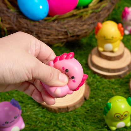 24 Prefilled Easter Eggs with Axolotl Squishy Toys for Egg Hunts, Party Favors & Basket Stuffers