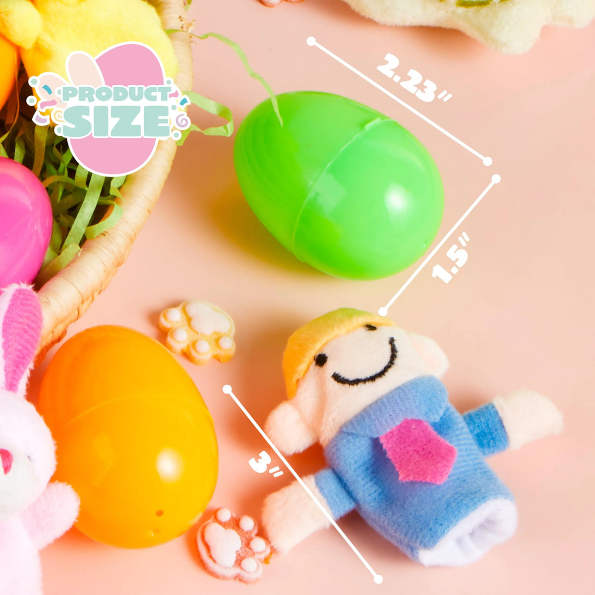 24 Prefilled Easter Eggs with Finger Puppets for Kids Party & Hunt