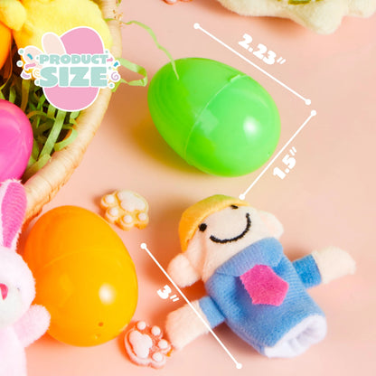 24 Prefilled Easter Eggs with Finger Puppets for Kids Party & Hunt