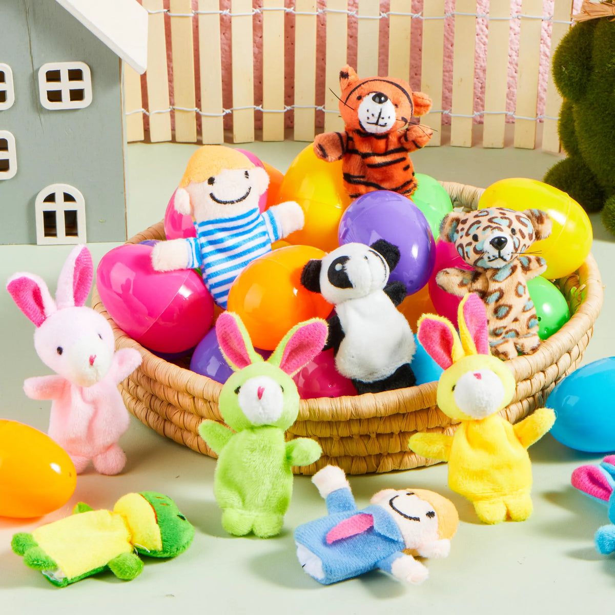 24 Prefilled Easter Eggs with Finger Puppets for Kids Party & Hunt