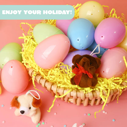 24 Prefilled Easter Eggs with Mini Plush Animal Toys for Kids
