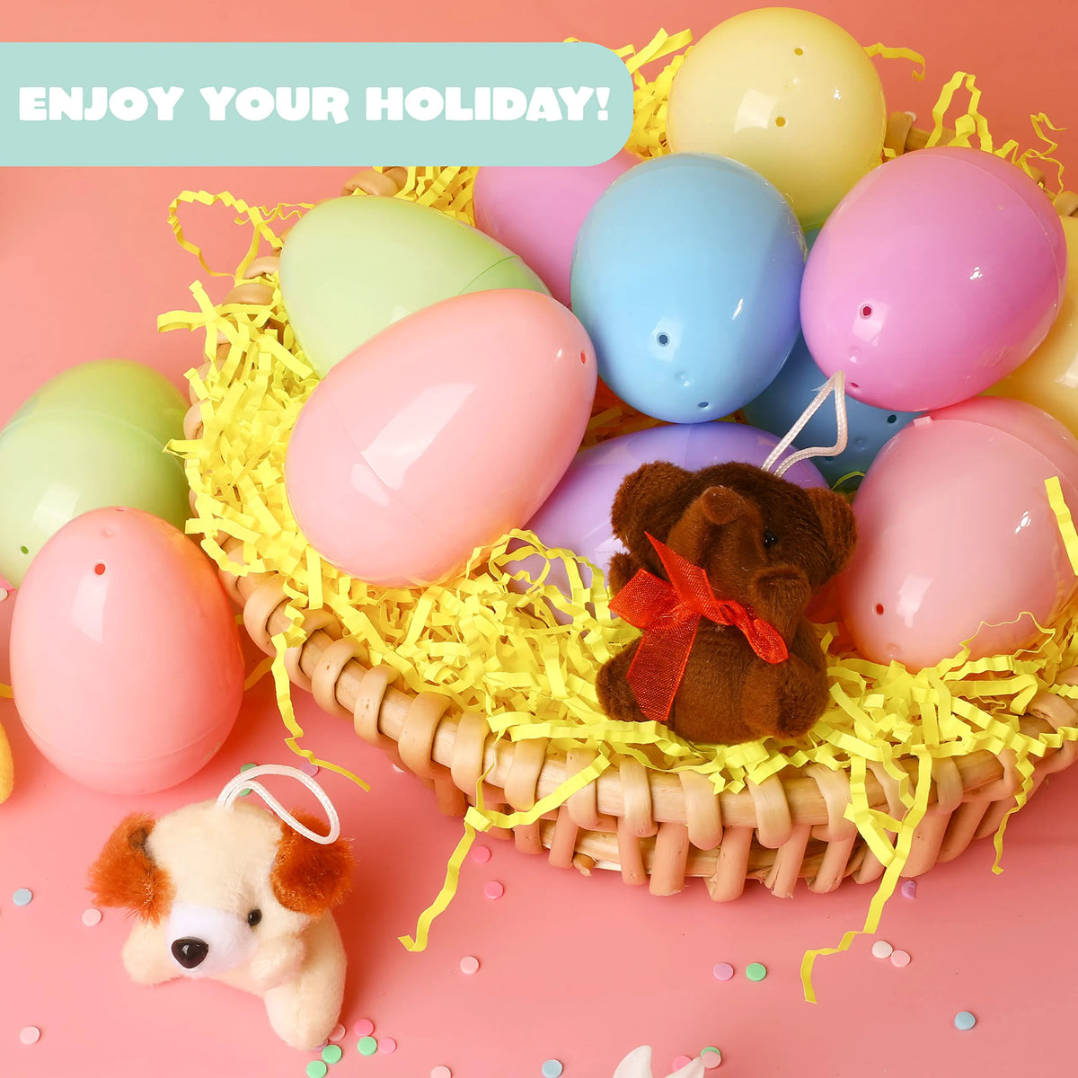 24 Prefilled Easter Eggs with Mini Plush Animal Toys for Kids