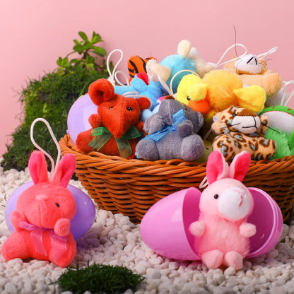 24 Prefilled Easter Eggs with Mini Plush Animal Toys for Kids