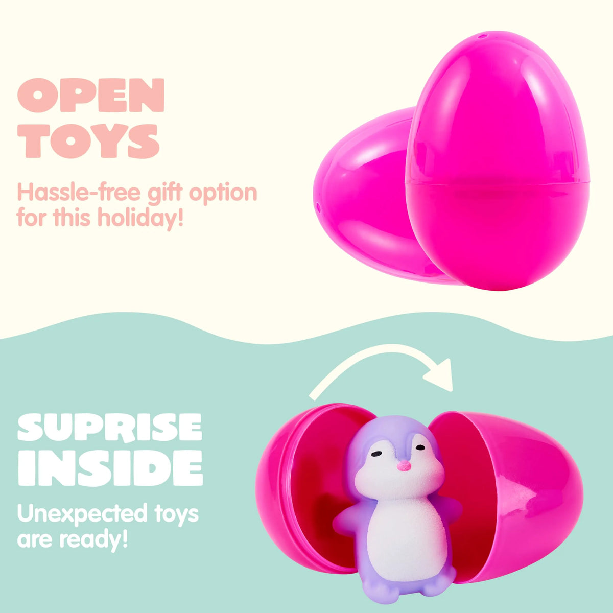 24 Prefilled Easter Eggs with Mochi Squishy Toys for Egg Hunt, Party Favors & Basket Stuffers
