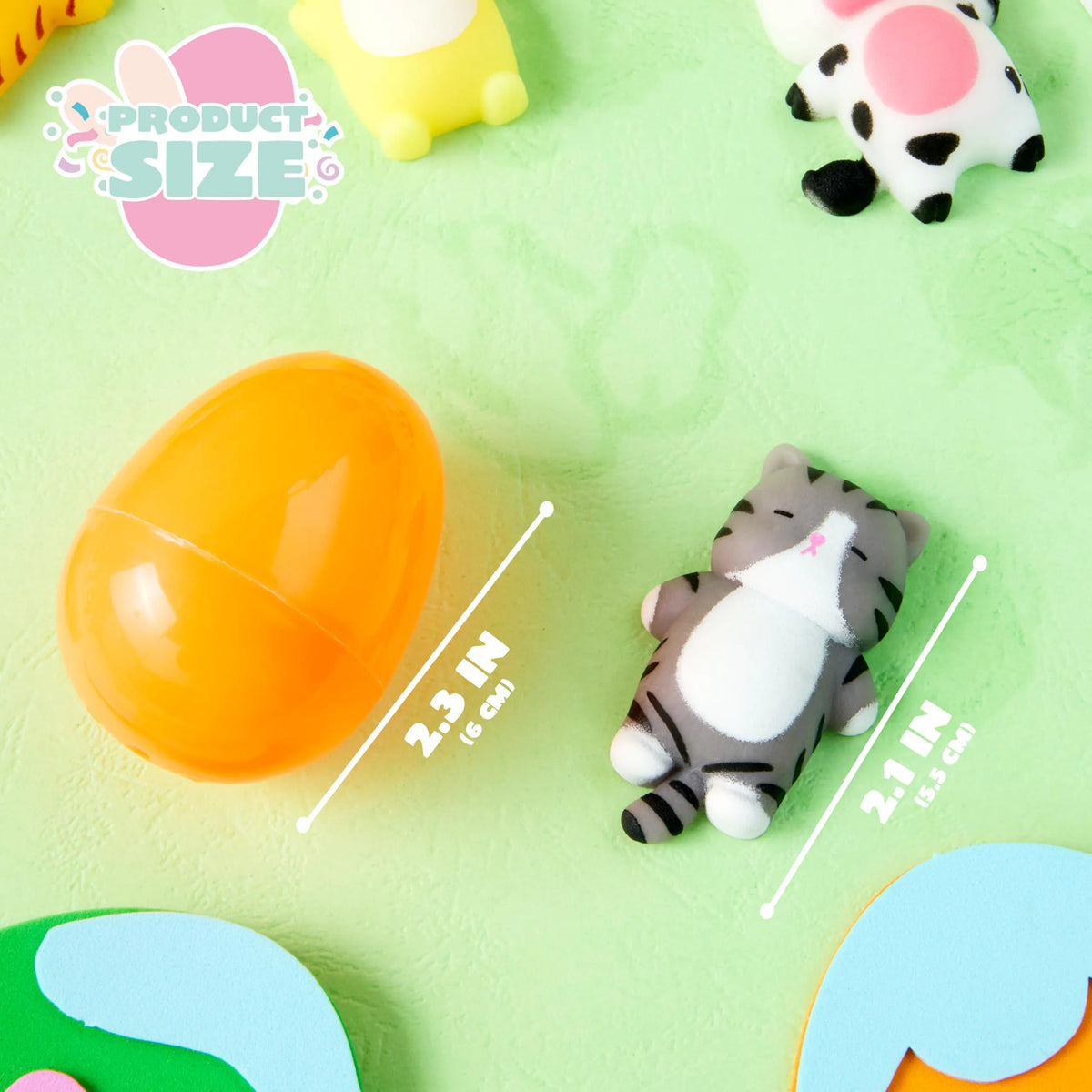24 Prefilled Easter Eggs with Mochi Squishy Toys for Egg Hunt, Party Favors & Basket Stuffers