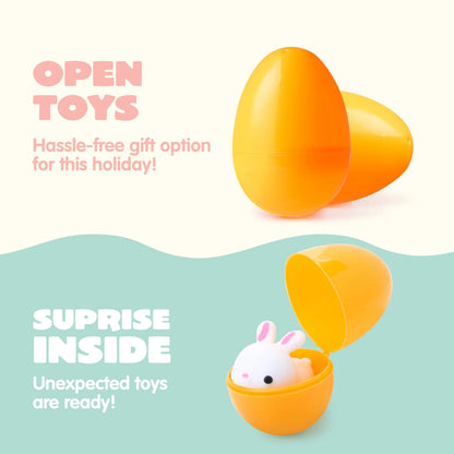 24 Prefilled Easter Eggs with Mochi and Pop Bubble Keychains for Kids Egg Hunt