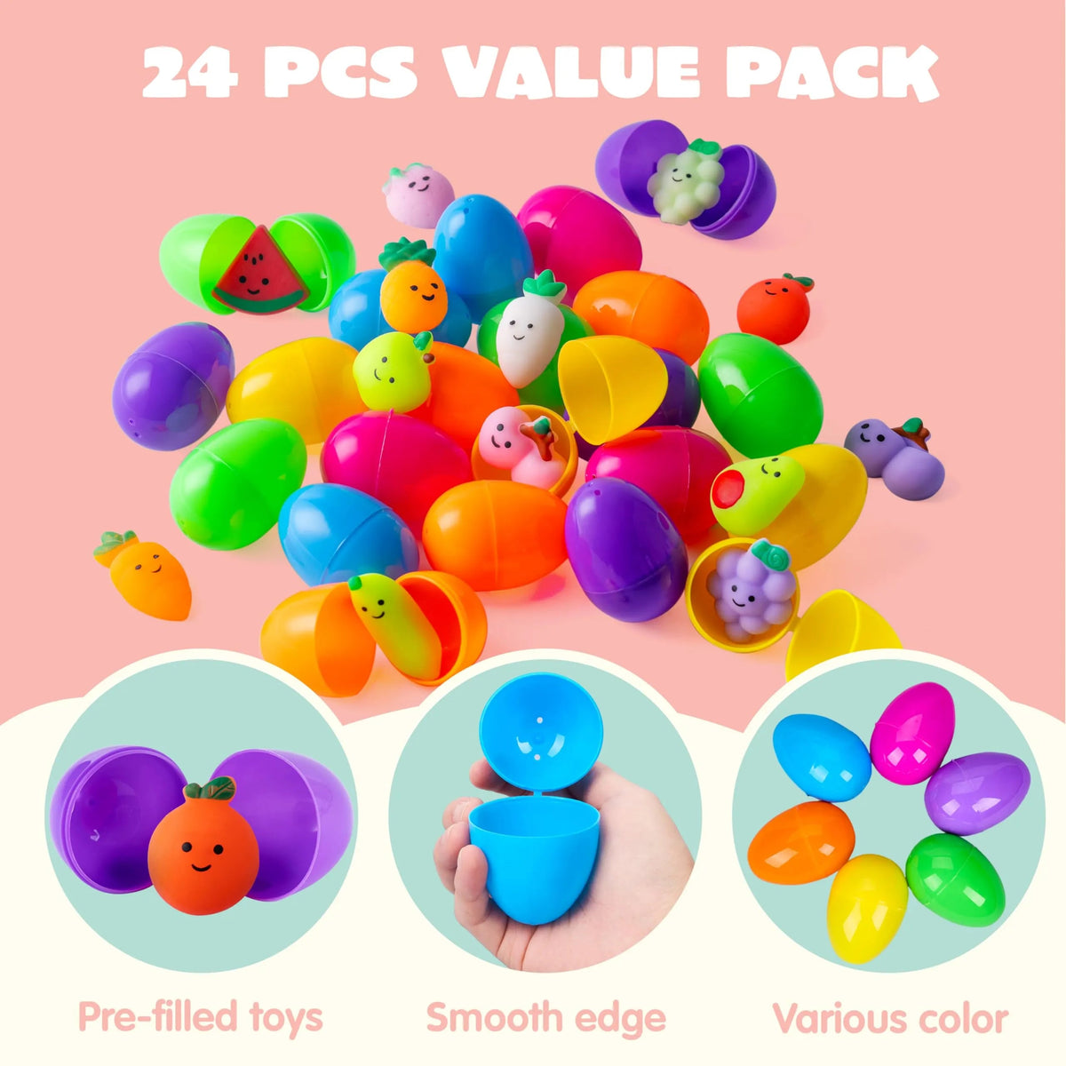 24 Prefilled Fruit Mochi Eggs for Easter Egg Hunt