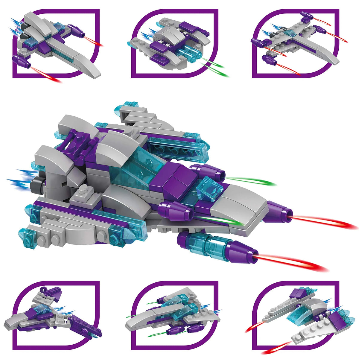 24 Prefilled Hearts with Spaceship Building Blocks and Valentine's Day Cards for Kids - Classroom Exchange Gifts