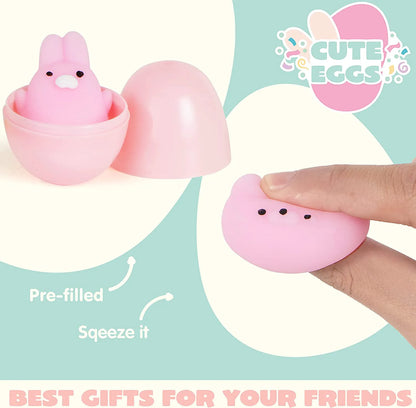 24 Pcs Easter Prefilled Eggs with Mochi Squishy Toys