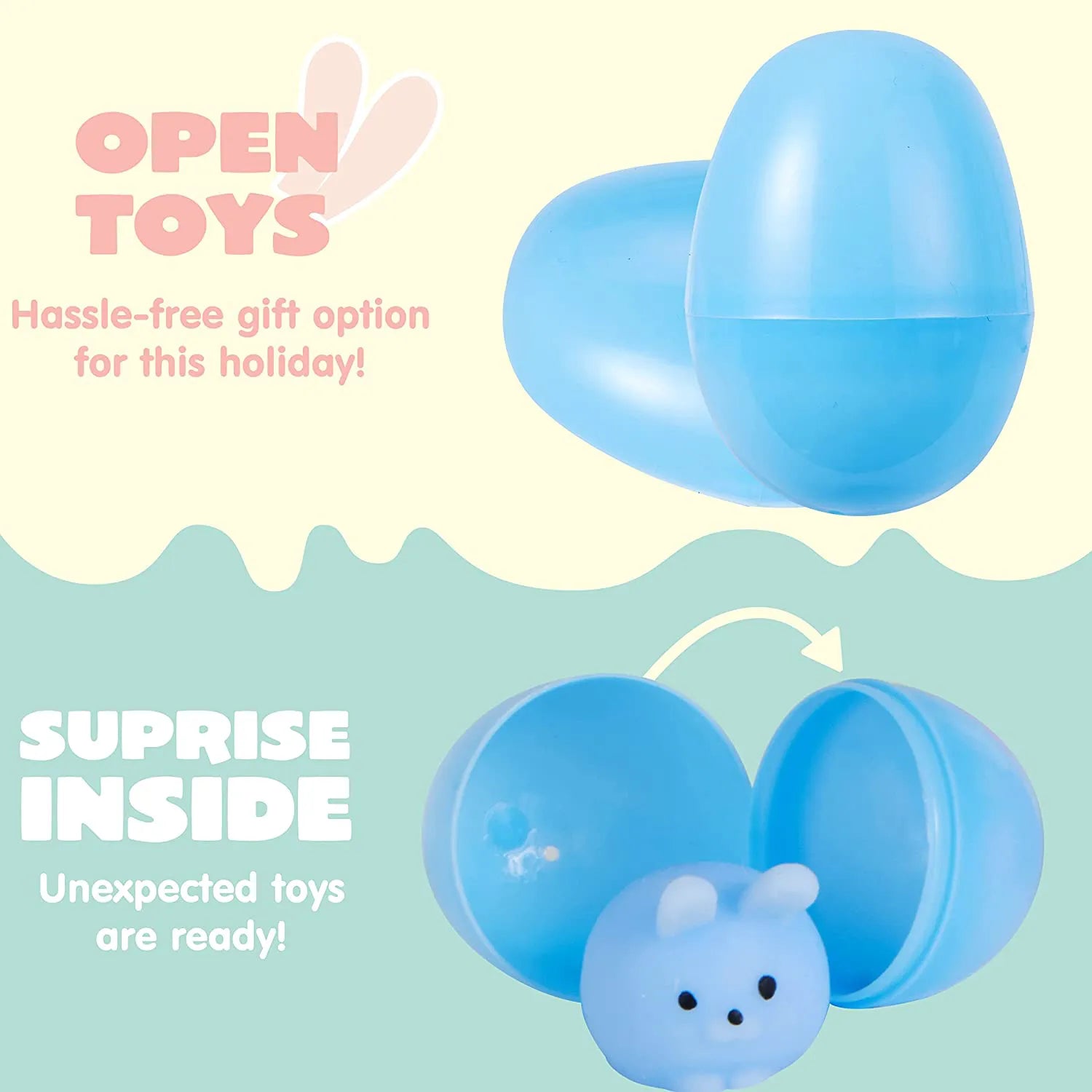 24 Pcs Easter Prefilled Eggs with Mochi Squishy Toys